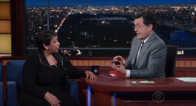 US Attorney General Defends FBI Case Against Apple on Stephen Colbert’s Show